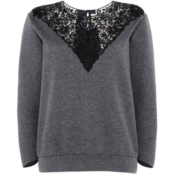 Stella McCartney Sweaters - Stella McCartney Grey Knit Lace Detail Sweater